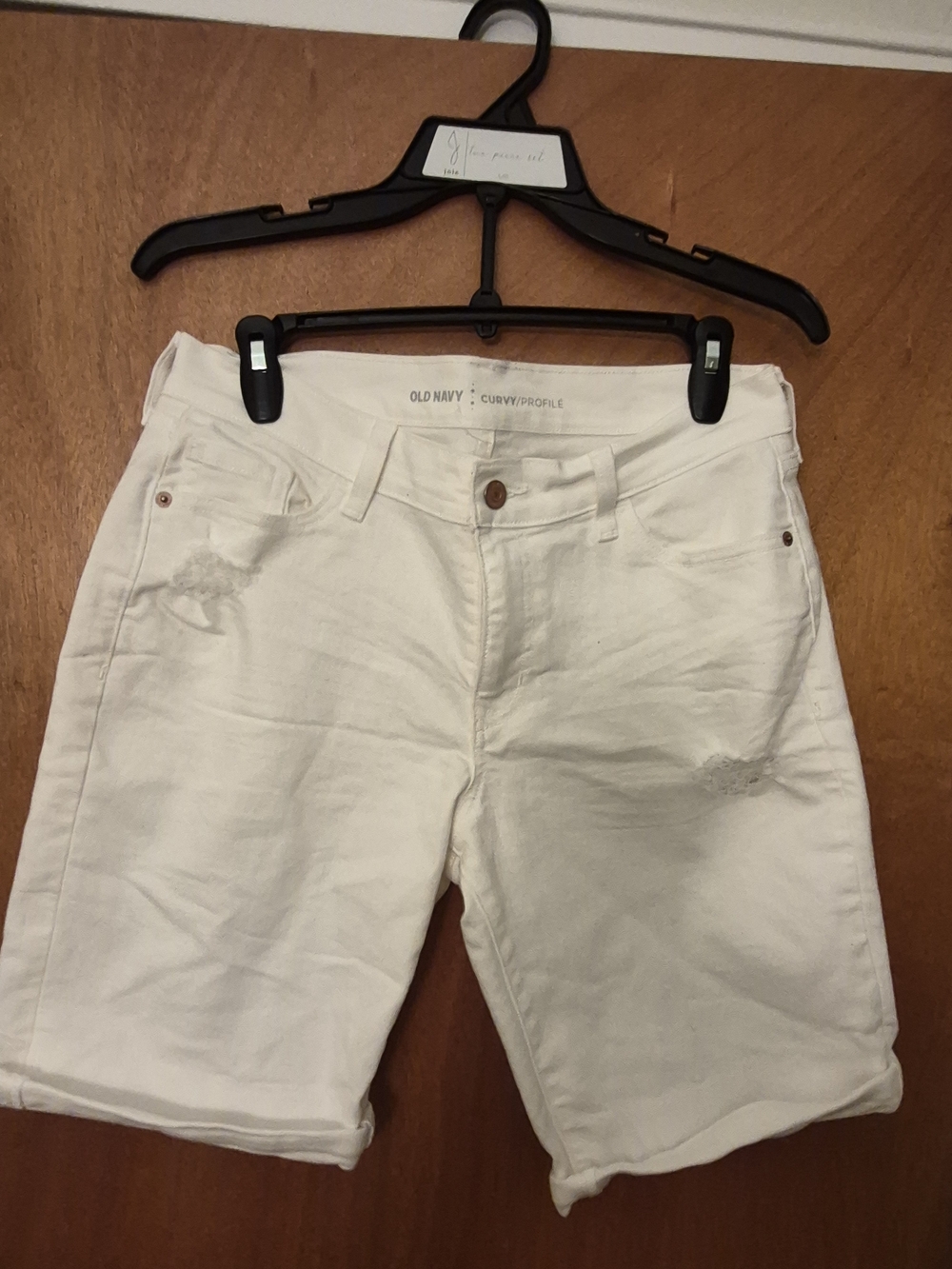 Old Navy White Curvy Profile Denim Bermuda Shorts